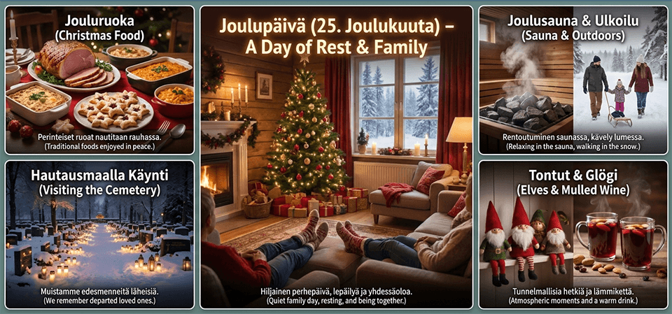 Joulu Suomessa - jouluaatto, joulupäivä ja tapaninpäivä, virallisia pyhäpäiviä