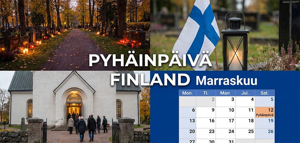 Pyhäinpäivä - Suomen kaikkien pyhien ja vainajien muistopäivä, virallinen pyhäpäivä